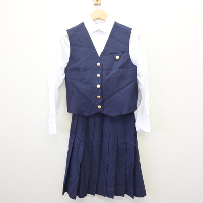 【中古】広島県 安田女子高等学校 女子制服 5点 (ブレザー・ベスト・シャツ・スカート) sf114586