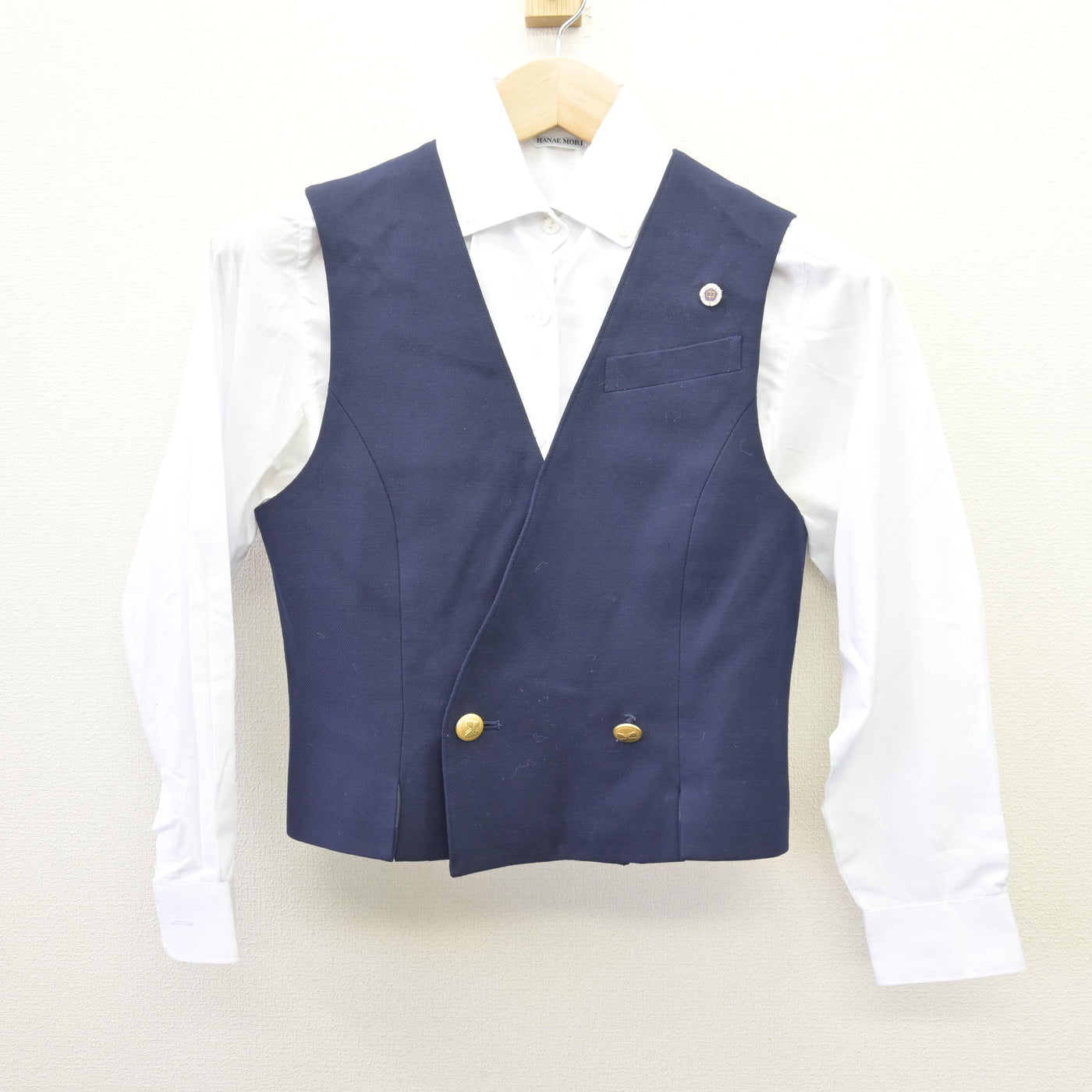 【中古】広島県 安田女子中学校 女子制服 3点 (ベスト・シャツ) sf114591