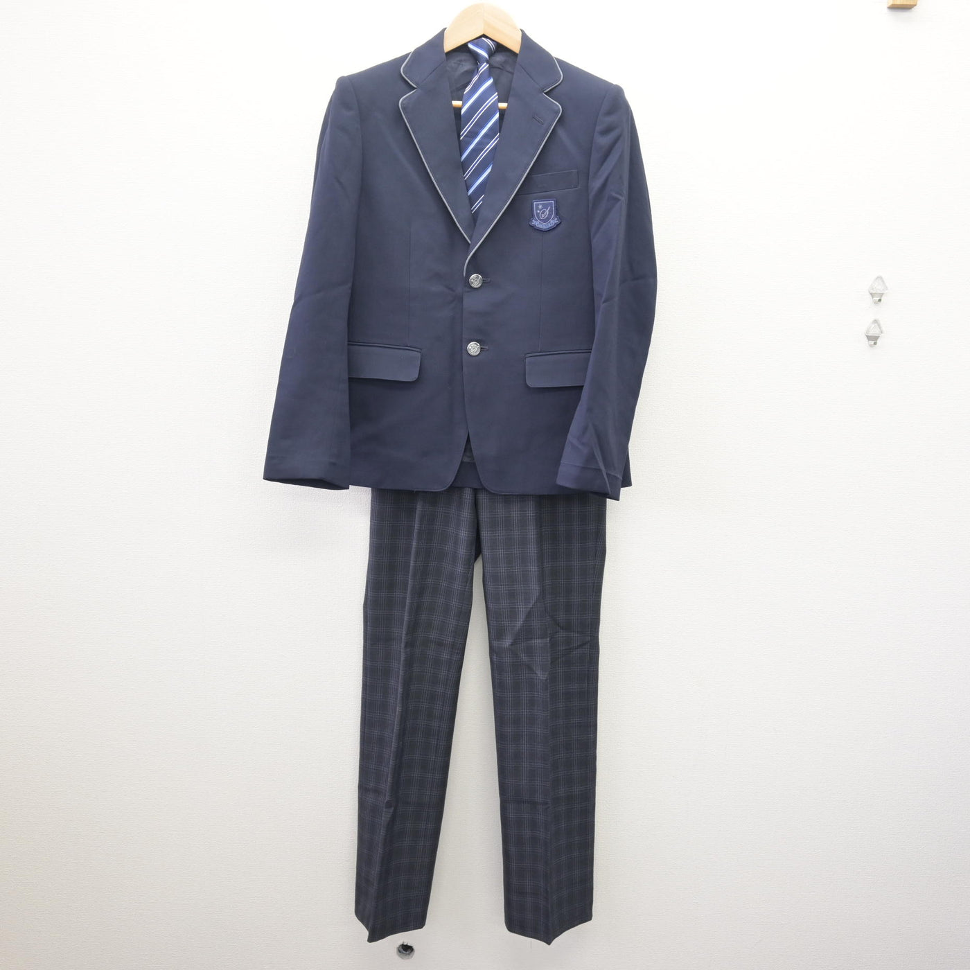 中古】北海道 札幌市立栄中学校 男子制服 3点 (ブレザー・ズボン 