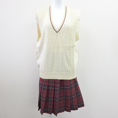 【中古】山口県 中村女子高等学校 女子制服 3点 (ブレザー・ニットベスト・スカート) sf114658