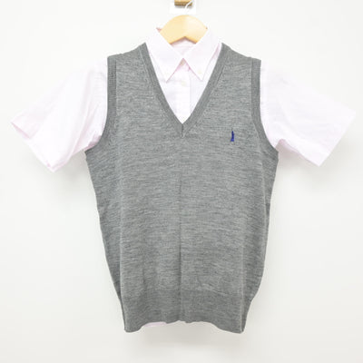 【中古】福岡県 福岡大学附属若葉高等学校 女子制服 3点 (ニットベスト・シャツ) sf115041