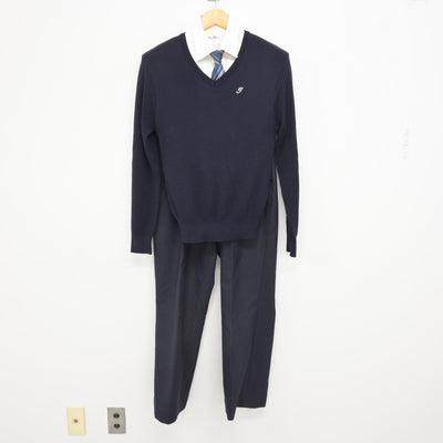 【中古】静岡県 常葉大学附属橘中学校 男子制服 6点 (ブレザー・ニット・シャツ・ズボン) sf115052