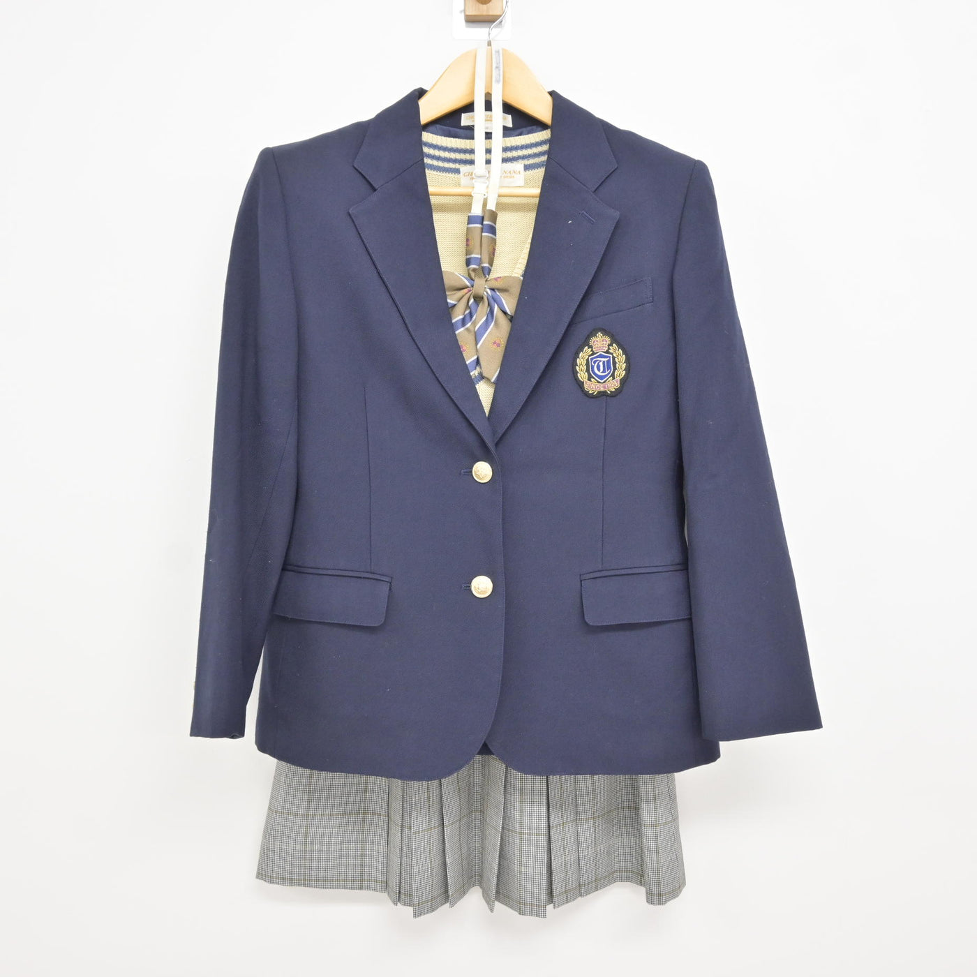 【中古】大阪府 登美丘高等学校 女子制服 4点 (ブレザー・ニットベスト・スカート) sf115058