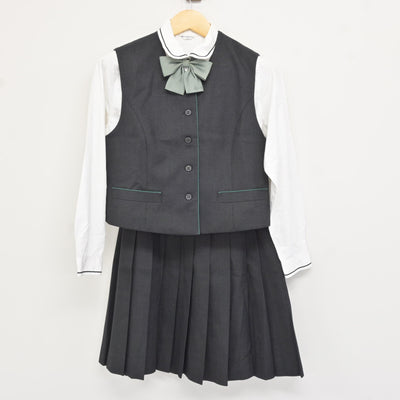 【中古】神奈川県 鎌倉女子大学高等部 女子制服 5点 (ブレザー・ベスト・シャツ・スカート) sf115210