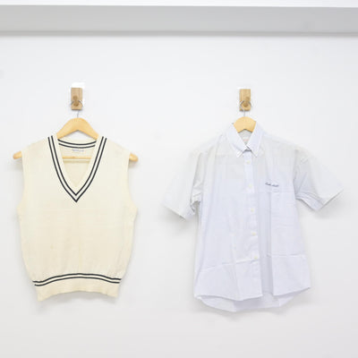 【中古】大阪府 旭高等学校 女子制服 2点 (ニットベスト・シャツ) sf115225