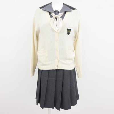 【中古】岡山県 山陽学園中学校・高等学校 女子制服 4点 (セーラー服・ニット・スカート) sf115255