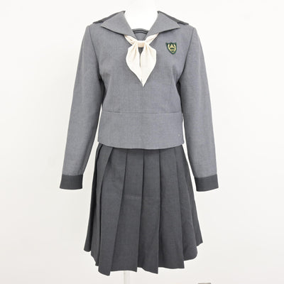 【中古】岡山県 山陽学園中学校・高等学校 女子制服 4点 (セーラー服・ニット・スカート) sf115255
