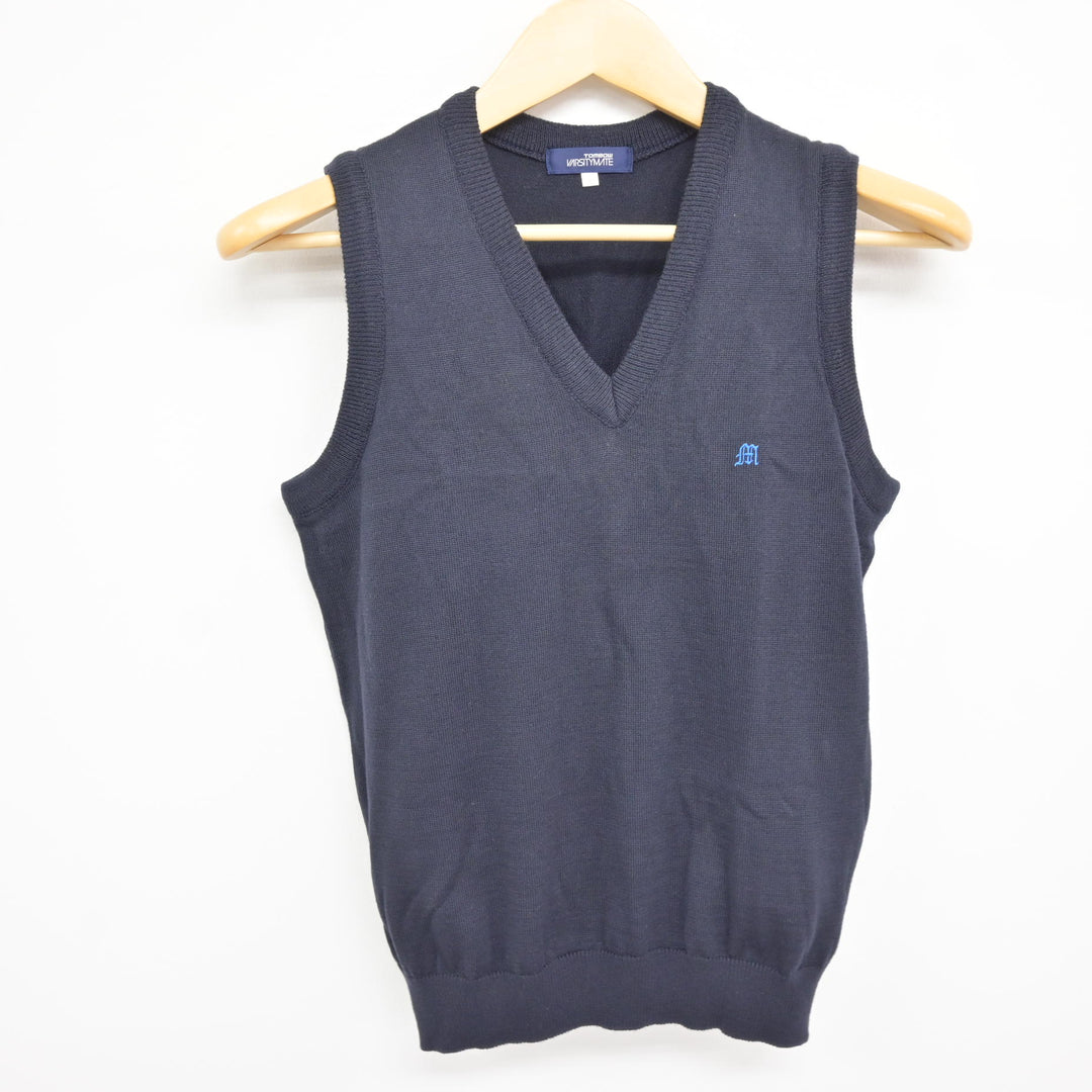 中古】福岡県 武蔵台高等学校 女子制服 2点 (ニットベスト・シャツ