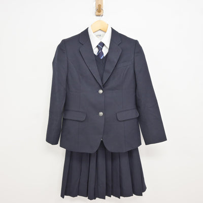 【中古】福岡県 武蔵台高等学校 女子制服 5点 (ブレザー・ニット・シャツ・スカート) sf115313
