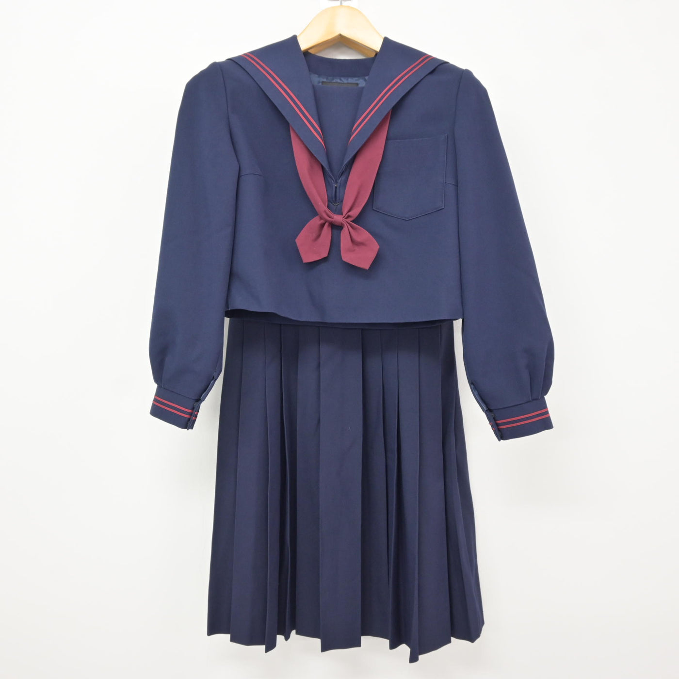 【中古】熊本県 南関中学校 女子制服 3点 (セーラー服・ジャンパースカート) sf115370