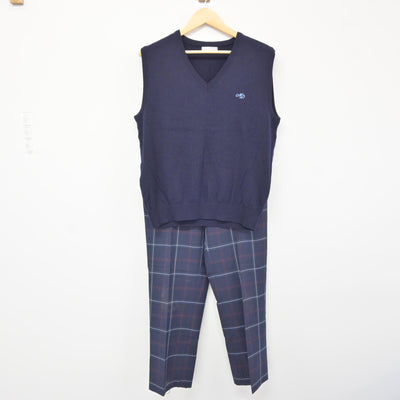 【中古】宮崎県 宮崎第一高等学校 男子制服 4点 (ブレザー・ニットベスト・ズボン) sf115379