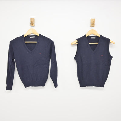 【中古】兵庫県 有馬中学校 女子制服 2点 (ニット・ニットベスト) sf115436