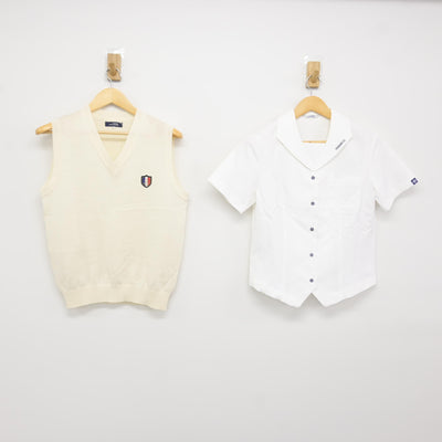 【中古】神奈川県 横浜高等学校 女子制服 2点 (ニットベスト・ブラウス) sf115571