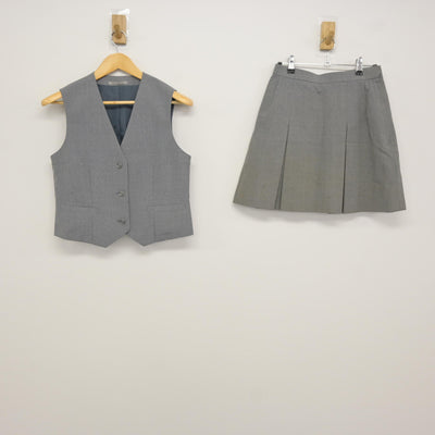 【中古】千葉県 津田沼高等学校 女子制服 3点 (ベスト・スカート) sf115580