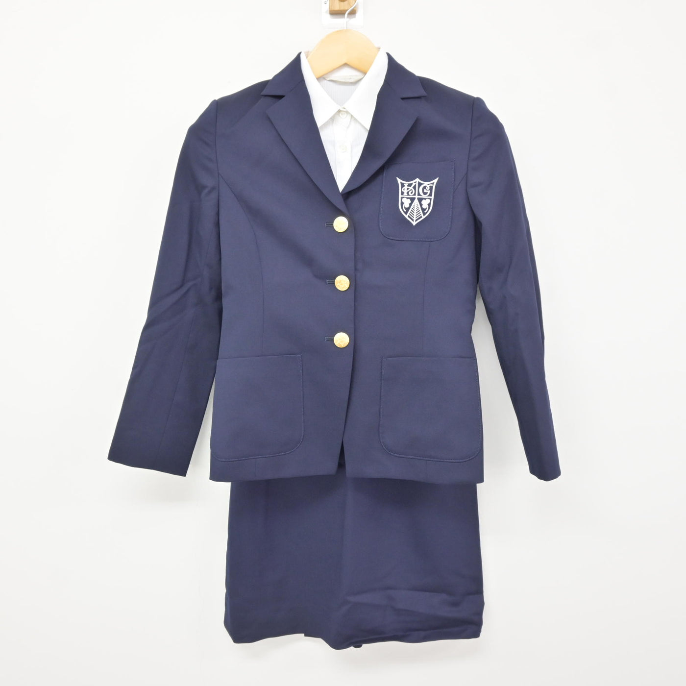 【中古】兵庫県 甲南女子大学 女子制服 3点 (ジャケット・シャツ・スカート) sf115786