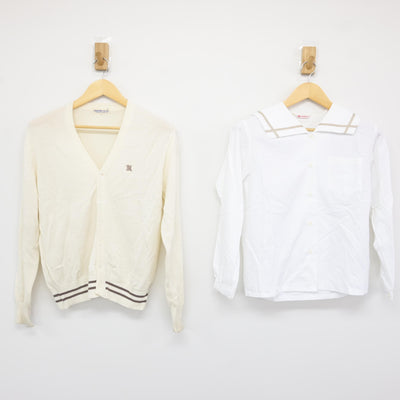 【中古】岡山県 岡山南高等学校 女子制服 4点 (ニット・シャツ) sf115816