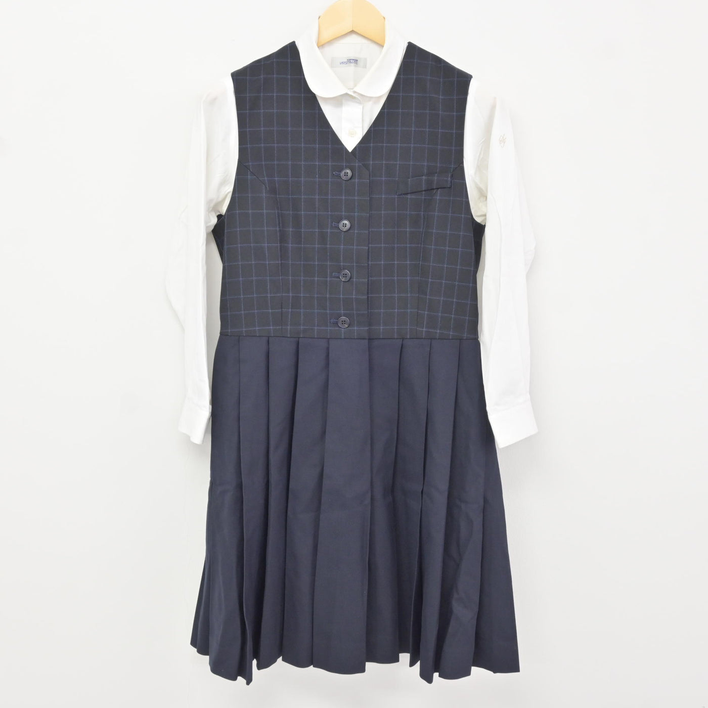 【中古】佐賀県 佐賀女子短期大学付属佐賀女子高等学校 女子制服 3点 (ブレザー・ジャンパースカート・シャツ) sf115829