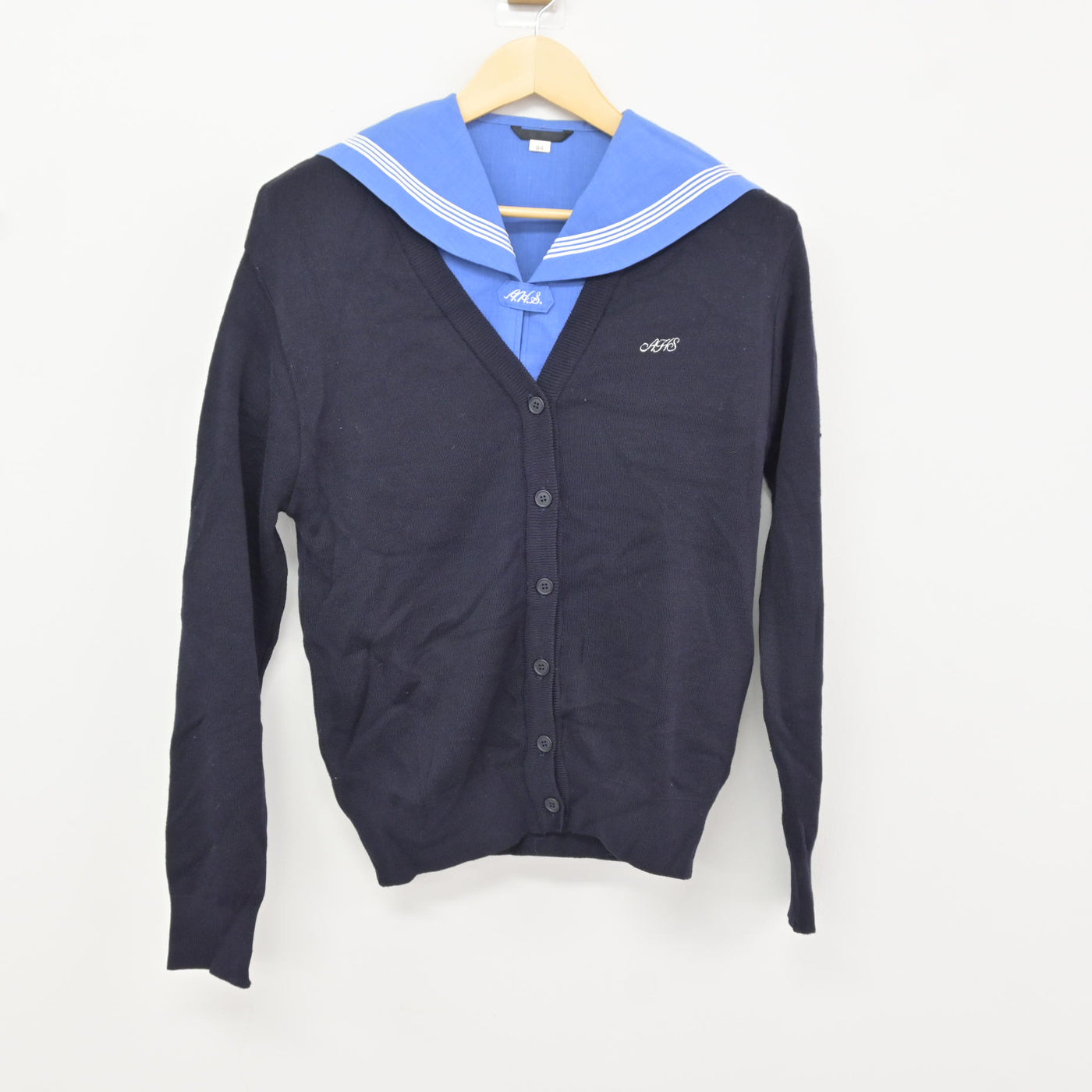 【中古】福岡県 朝倉高等学校 女子制服 2点 (ニット・セーラー服) sf115838