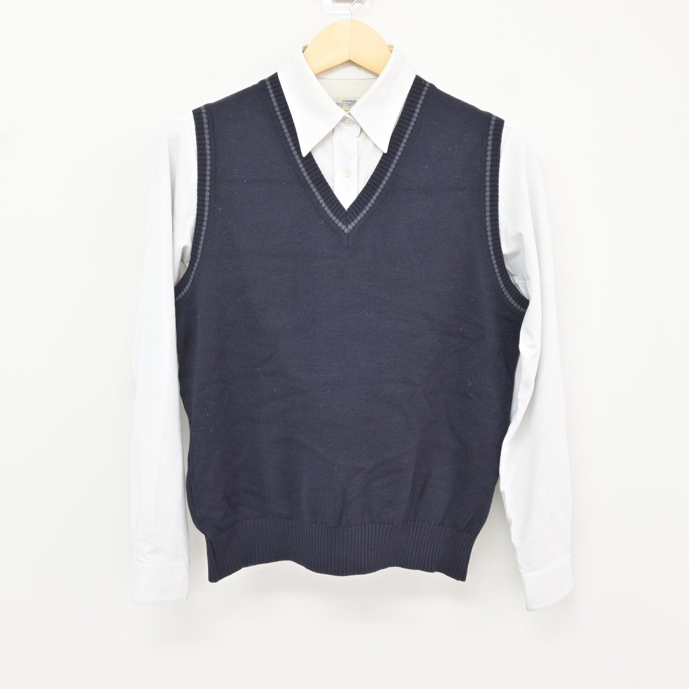 【中古】千葉県 昭和学院中学校・高等学校 女子制服 2点 (ニットベスト・シャツ) sf115844