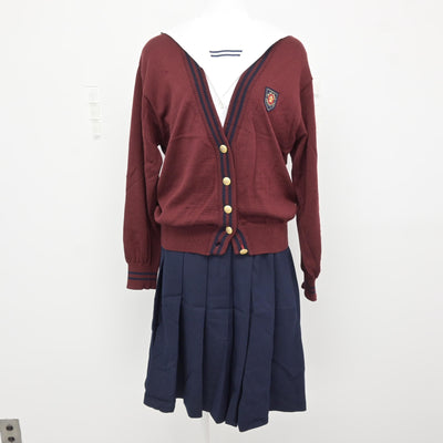 【中古】岡山県 就実高等学校 女子制服 4点 (ベスト・ニット・ブラウス・スカート) sf115856