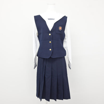 【中古】岡山県 就実高等学校 女子制服 4点 (ブレザー・ベスト・ブラウス・スカート) sf115880