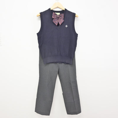 【中古】東京都 三原台中学校 女子制服 3点 (ニットベスト・ズボン) sf115915