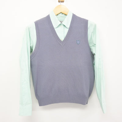 【中古】福岡県 西南学院高等学校 女子制服 2点 (ニットベスト・シャツ) sf115939