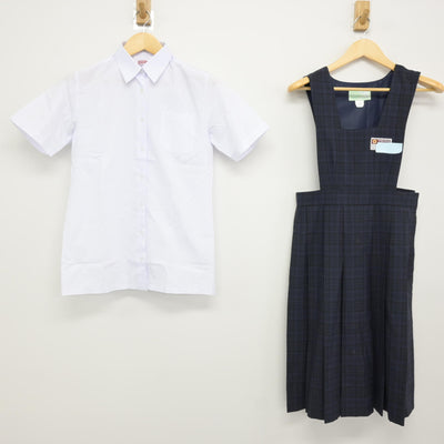 【中古】福岡県 平尾中学校 女子制服 2点 (シャツ・ジャンパースカート) sf115964