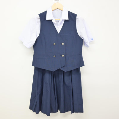 【中古】静岡県 小山高等学校 女子制服 4点 (ベスト・シャツ・スカート) sf115986