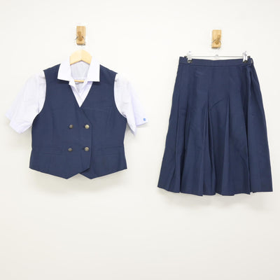 【中古】静岡県 小山高等学校 女子制服 4点 (ベスト・シャツ・スカート) sf115986