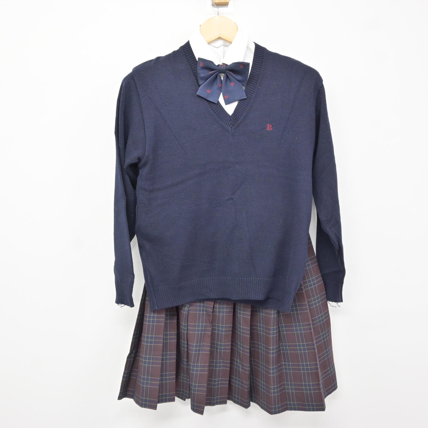 中古】大阪府 関西大学第一高等学校 女子制服 4点 (ニット・シャツ