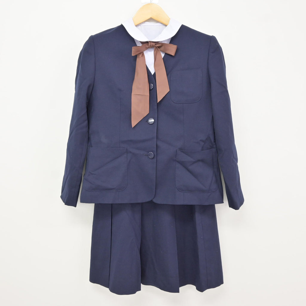 中古】青森県 長者中学校 女子制服 5点 (ブレザー・シャツ・スカート