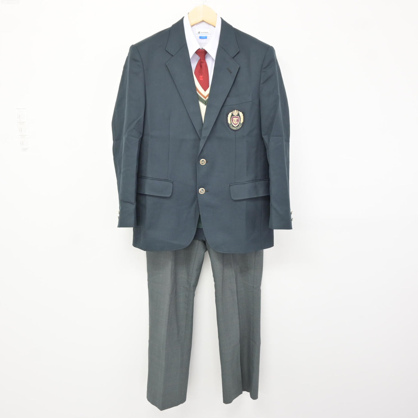 中古】兵庫県 東播工業高等学校 男子制服 6点 (ブレザー・ニットベスト