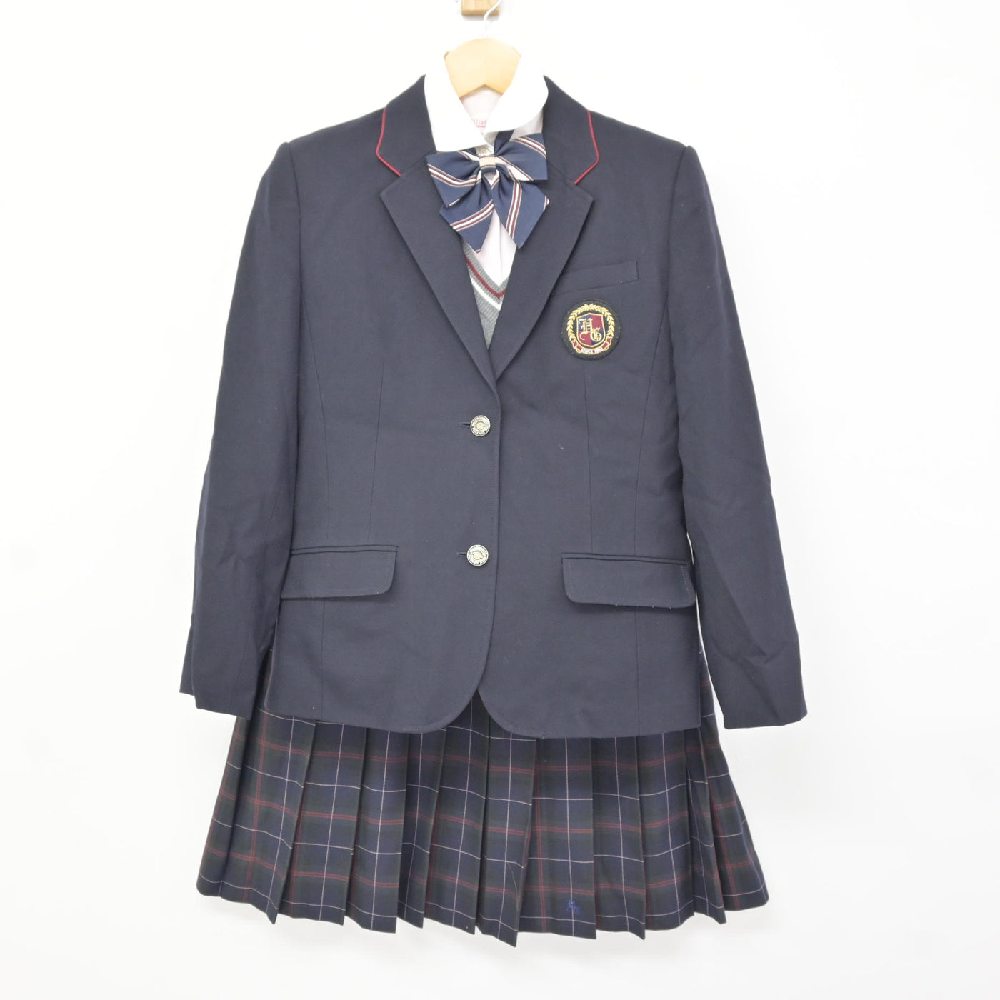 中古】大阪府 羽衣学園高等学校 女子制服 6点 (ブレザー・ニット 