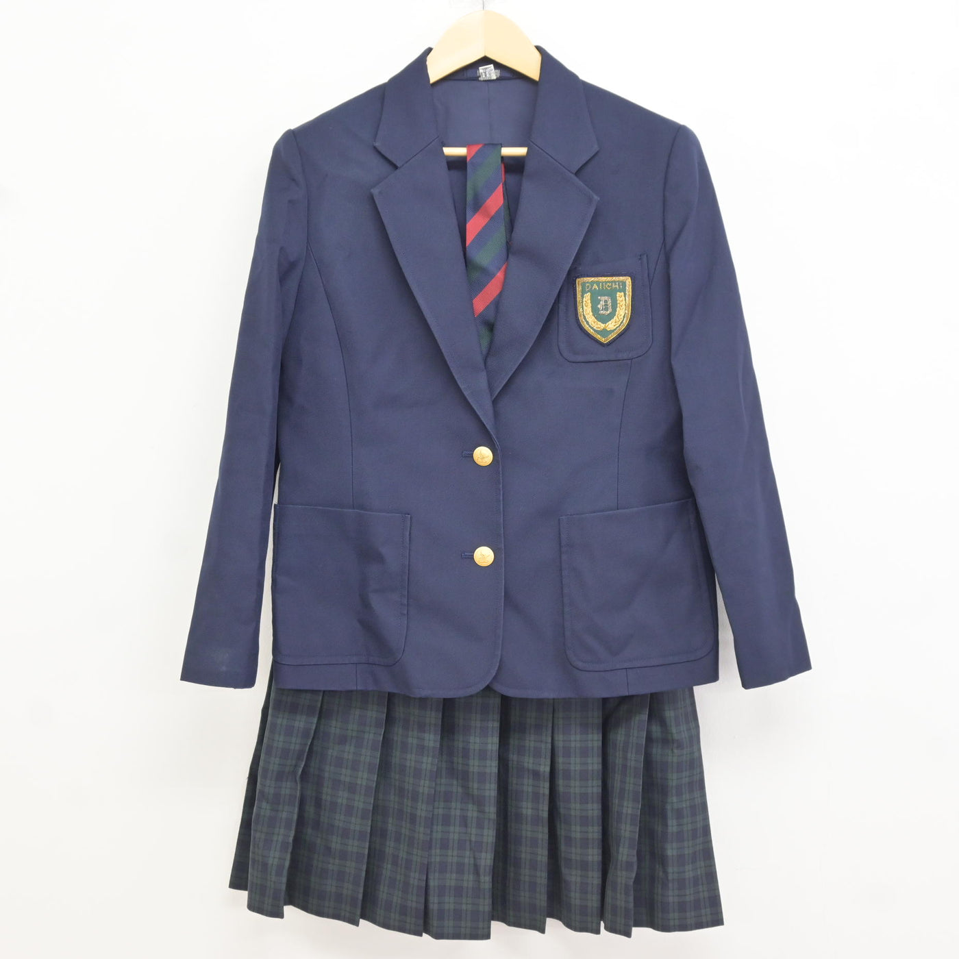 中古】福岡県 福岡第一高等学校 女子制服 3点 (ブレザー・スカート 
