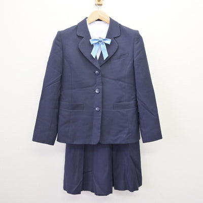 【中古】秋田県 秋田西高等学校 女子制服 5点 (ブレザー・ニット・ブラウス・スカート) sf120006