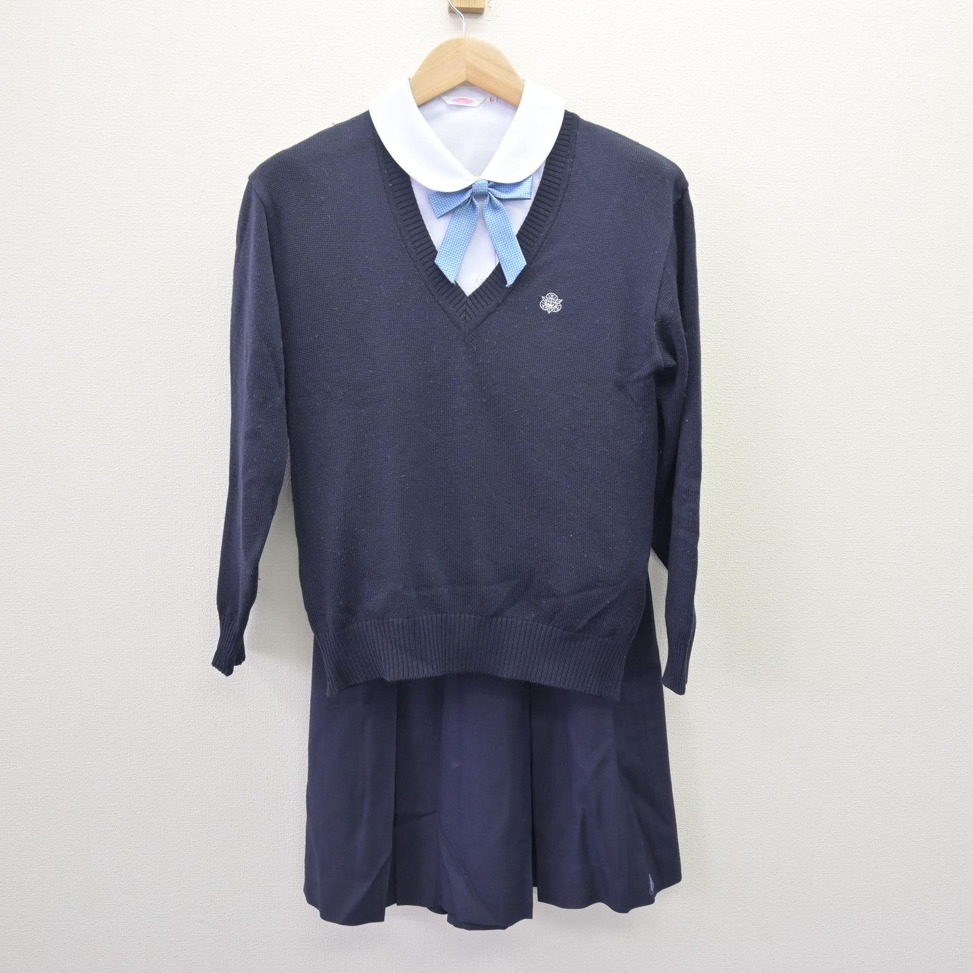 【中古】秋田県 秋田西高等学校 女子制服 5点 (ブレザー・ニット・ブラウス・スカート) sf120006