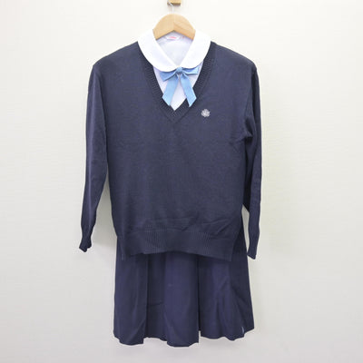 【中古】秋田県 秋田西高等学校 女子制服 5点 (ブレザー・ニット・ブラウス・スカート) sf120006