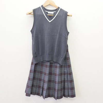 【中古】北海道 義務教育学校福移学園 女子制服 4点 (ブレザー・ニットベスト・スカート) sf120100
