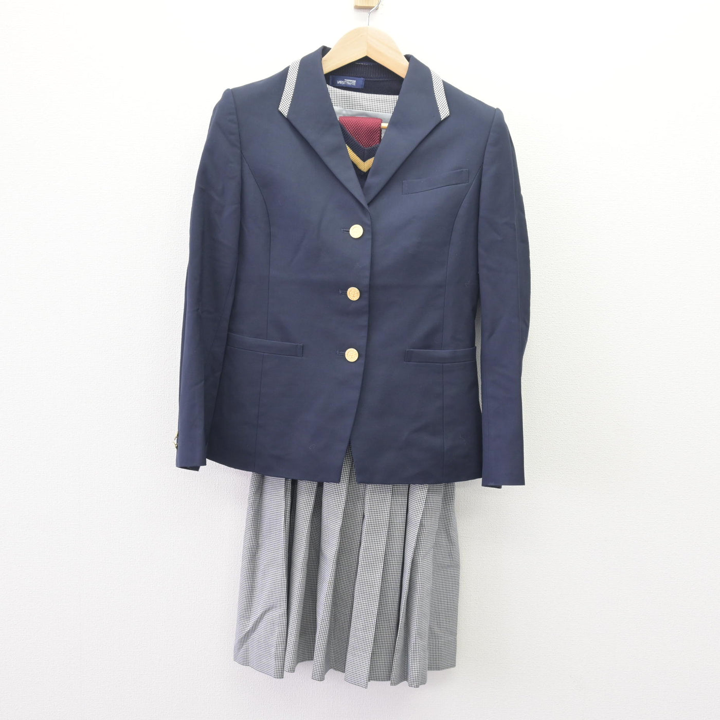 【中古】静岡県 藤枝明誠中学校・高等学校 女子制服 4点 (ブレザー・ニット・ジャンパースカート) sf120138