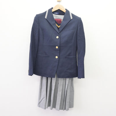 【中古】静岡県 藤枝明誠中学校・高等学校 女子制服 4点 (ブレザー・ニット・ジャンパースカート) sf120138