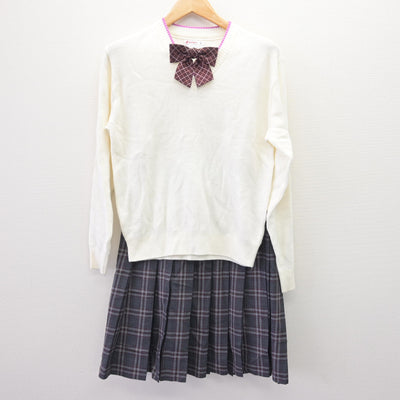 【中古】宮崎県 都城聖ドミニコ学園高等学校 女子制服 3点 (ニット・スカート) sf120161