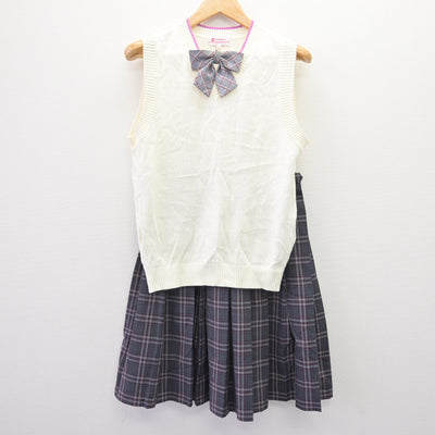 【中古】宮崎県 都城聖ドミニコ学園高等学校 女子制服 3点 (ニットベスト・スカート) sf120162