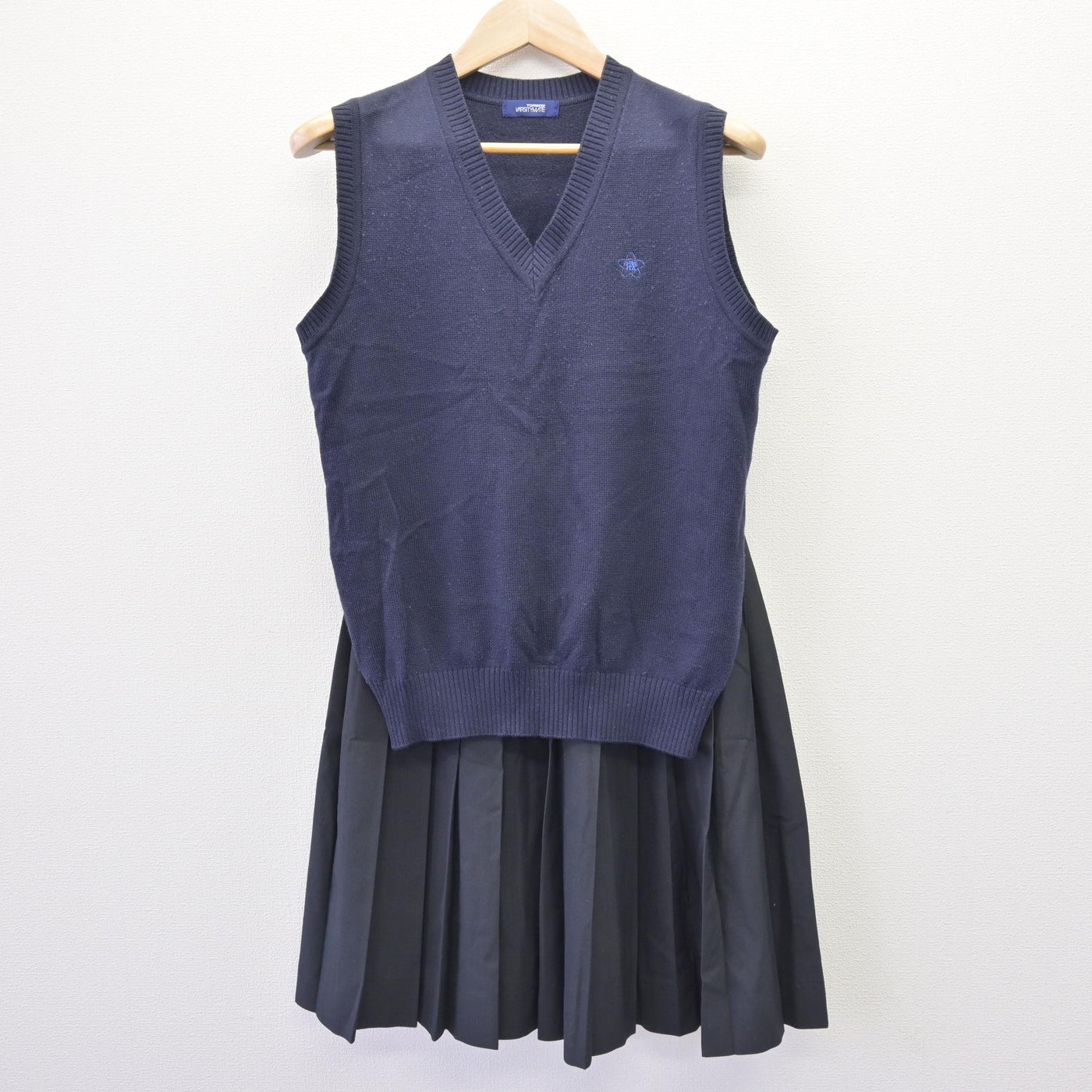 絣ベストスカート　計2点　専用商品 中古】千葉県 成東高等学校 女子制服 2点 (ニットベスト