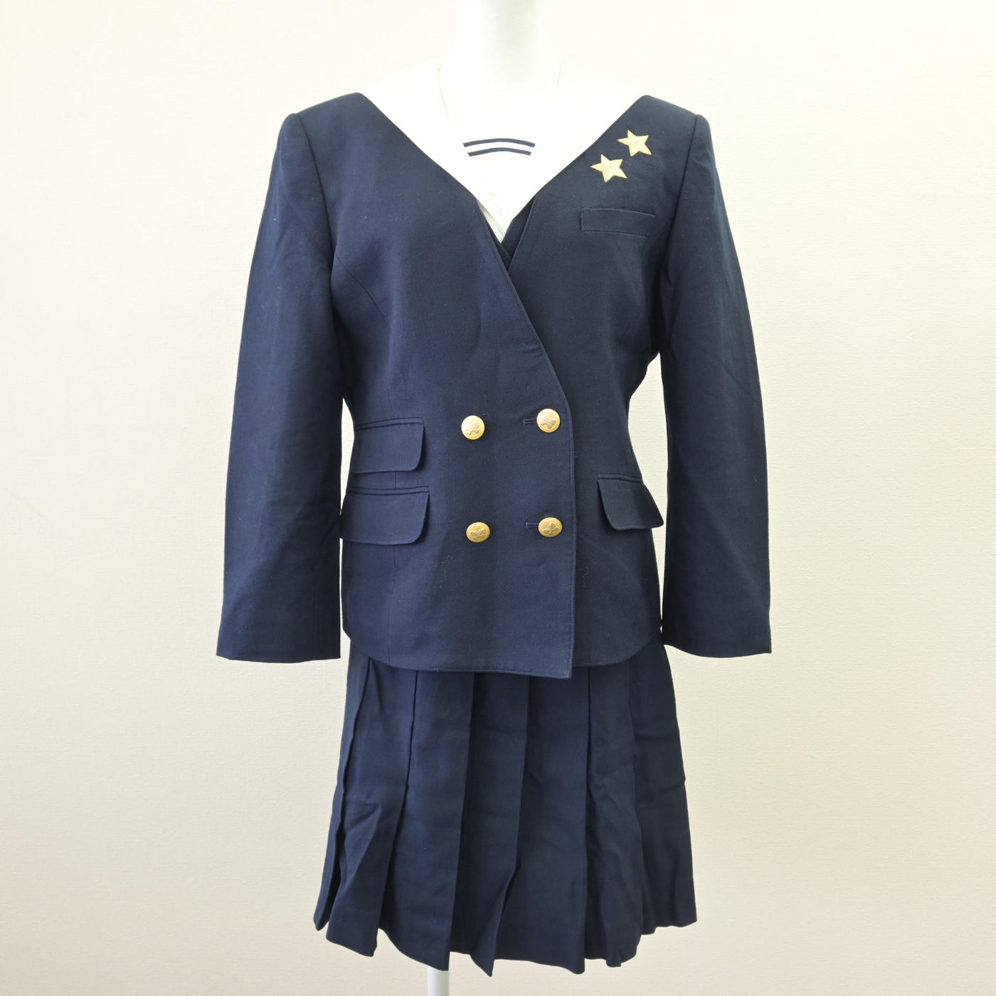 【中古】岡山県 就実高等学校 女子制服 4点 (ブレザー・ベスト・セーラー服・スカート) sf120322
