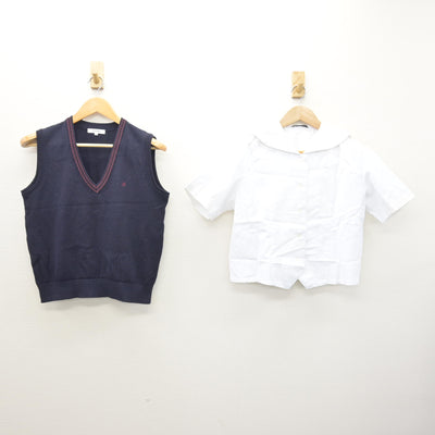 【中古】栃木県 文星女子高等学校 女子制服 3点 (ニットベスト・セーラー服) sf120512