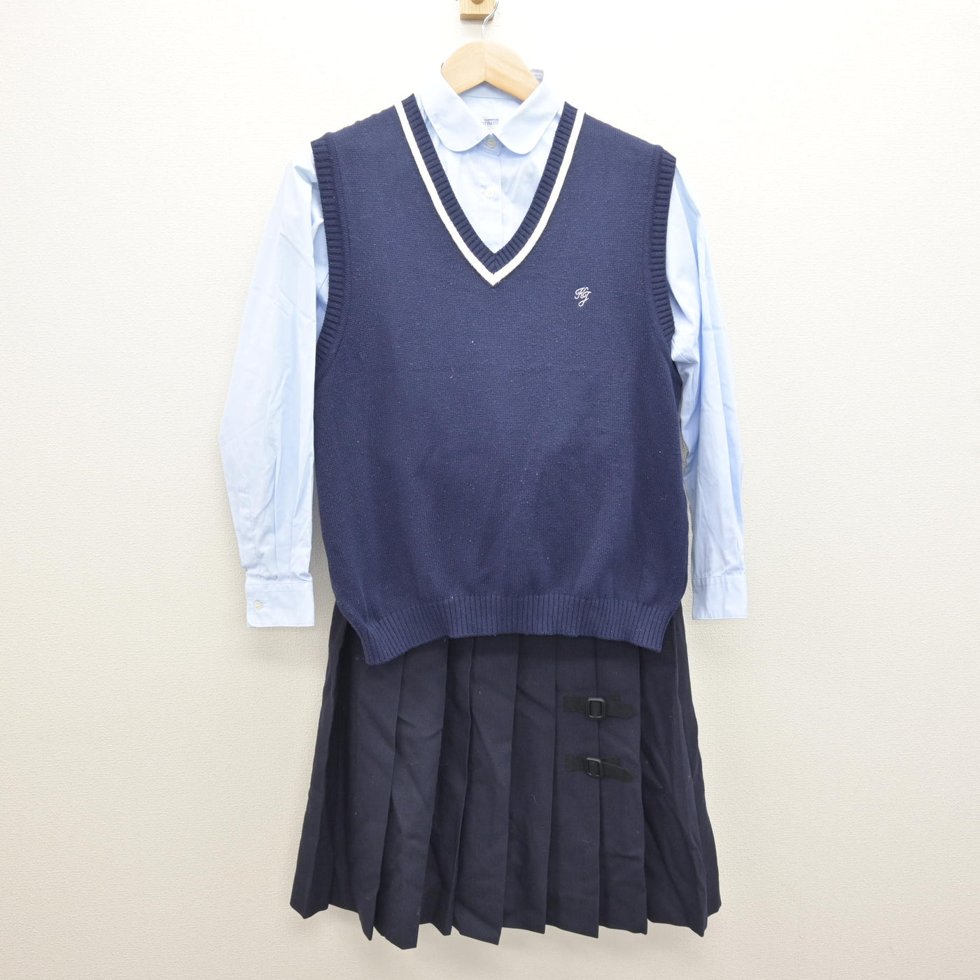 【中古】秋田県 大館国際情報学院高等学校 女子制服 5点 (ブレザー・ニットベスト・ブラウス・スカート) sf120519