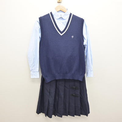 【中古】秋田県 大館国際情報学院高等学校 女子制服 5点 (ブレザー・ニットベスト・ブラウス・スカート) sf120519
