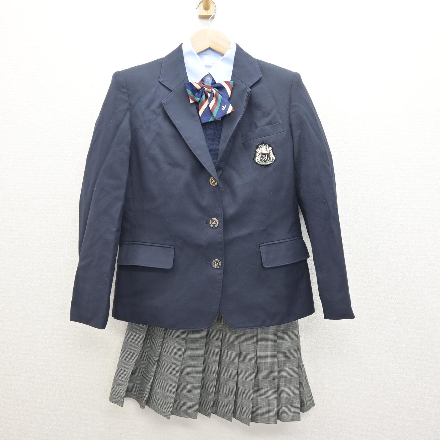 【中古】神奈川県 横浜創英高等学校 女子制服 5点 (ブレザー・ニット・シャツ・スカート) sf120526