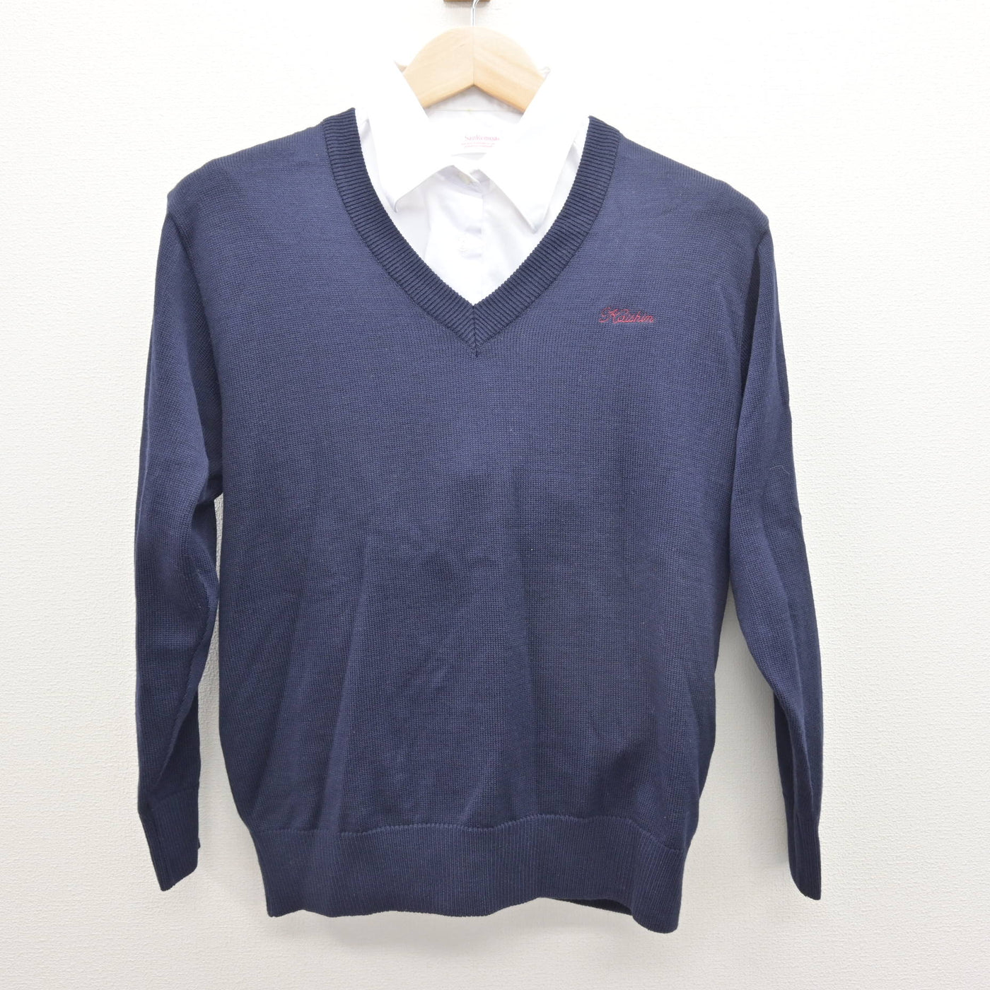 【中古】熊本県 開新高等学校 女子制服 2点 (ニット・シャツ) sf120538